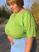 huge boobs in orange top